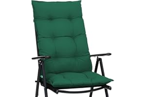 DETEX® Set of 6 Chair Cushions for High-Backed Garden Chairs, 122 x 48 cm, Green, Breathable, 8 cm Thick, Outdoor Chair Cushion, Seat Cushion, Washable