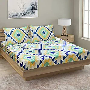 Good Homes Whirlwind 144 TC Premium Cotton King Size Bedsheet with 2 Pillow Covers