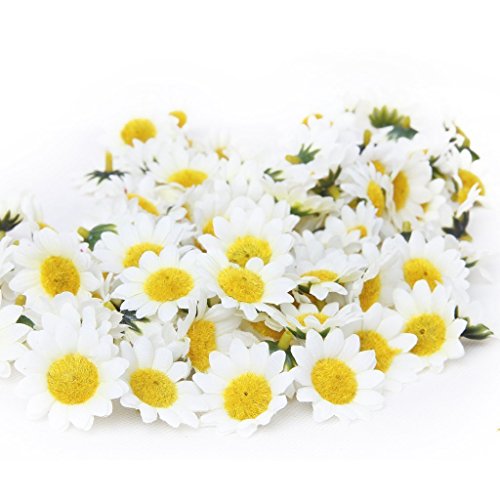 Butterme 100pcs künstliche Gänseblümchen Blumen Köpfe Real Touch künstliche Blumen für DIY Hochzeit Home Decor (Weiß)