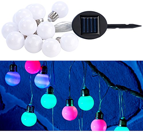 Lunartec Solar Lichterkette, 5 m, multicolor, 12 LEDs Glühbirnenform