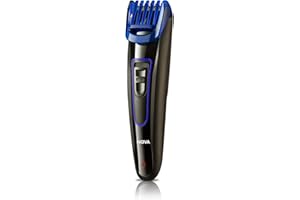Nova NHT-1071 Titanium Coated Cordless: 45 Minutes USB Trimmer for Men (Black/Blue)