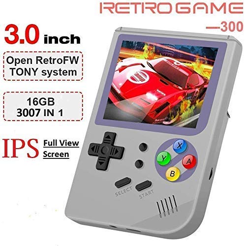 Anbernic Handheld Game Console , RG300 Retro Game Console OpenDingux Tony System , Built-in 3007 Classic Game Console 3 Inch IPS Screen Portable Video Game Console - Gray