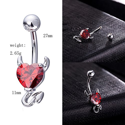 Bauchnabel Piercing Teufel Hörner Rot Bauchnabelpiercing Bananabell Chirurgisches Stahl - 4