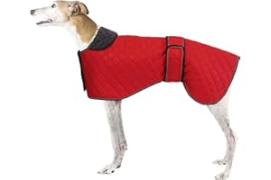 BABEPET Greyhound Waterproof Coat,Whippet Winter Coat,Dog Winter Jacket with Fleece Lining,Adjustable Outdoor Pet Dog Apparel for Medium or Large Dog,ideal for Greyhound Whippet Lurcher Salukis-Red-XXL