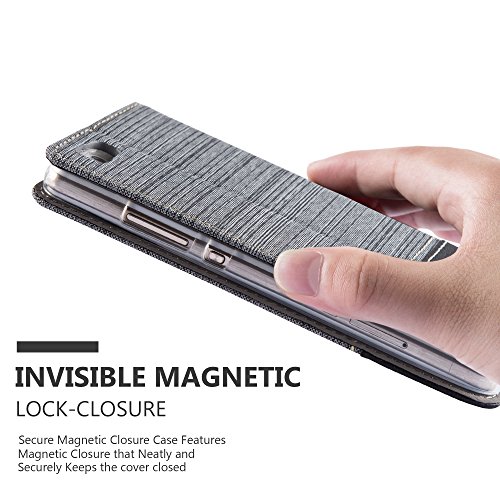 Huawei P8 LITE Funda Estilo Libro en GRIS NEGRO de Cadorabo  Dise  o TELO-CUERO-ARTIFICIAL      Cubierta Protectora con Cierre Magn  tico  Tarjetero y Funci  n de Suporte     Protecci  n Carcasa Caja Etui Case Cover