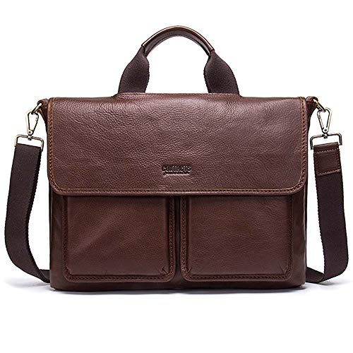 Preisvergleich Produktbild DOUBLEL Herren Umhängetasche - Leder Aktentasche Retro Laptop Messenger Schultasche Reisetasche