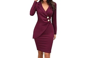 AMHOMELY Women Dresses Promotion Sale Clearance,Women Solid Turn Down Neck Double-Breasted Wram Velvet Casaul Work Formal Dress Plus Size Dress UK Size