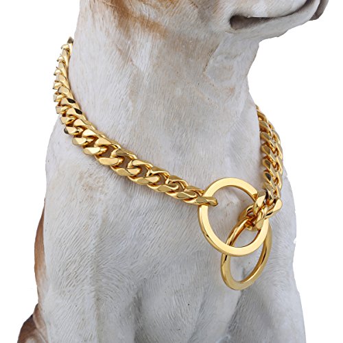 Trendsmax-11mm-wide-Gold-Tone-Cut-Curb-Cuban-Link-316L-Stainless-Steel-Dog-Choke-Chain-Collar-Customize-Size-12-30