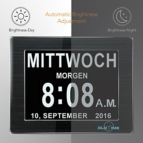 OLDTIME® 8″ Digitaler Kalender Tag Uhr Für Demenz Alzheimerkranke/sehschwachen Gelesen Werden. (Alzheimeruhr ) Große Zeitanzeige . Sehr Gut Geeignet Für ältere -Schwarz - 7
