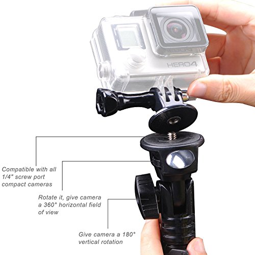 Smatree Y2 Bastone Selfie Monopiede Telescopico Allungabile con Treppiede per GoPro Hero 2018, Hero 6/5/4/3+/3/2/1/ Fusion/ Session/ Ricoh Theta S/V, M15 Fotocamere Compatte e Smartphone