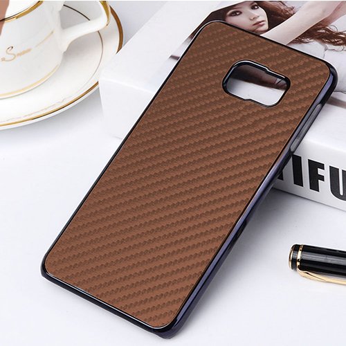 Donkeyphone 599371031 - funda carcasa trasera marron de policarbonato con efecto fibra de carbono para samsung galaxy s6
