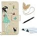 Produktbild Honor 6X Tasche, Honor 6X Handyhülle, TOUCASA® Geprägtes Nettes Mädchen und Katze Blumenmuster [Nachtleuchtend] PU Leder Flip Mappen Standabdeckung für Honor 6X + Gratis Touch Stylus Pen & Staubstecker-Gold