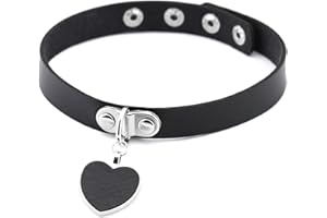 DTWAWA PU Leather Gothic Choker Collar Chain Belt, Adjustable Punk Rock Necklace Gift for Girlfriends Daughter