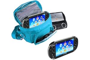 Orzly® - Borsa per il trasporto di Sony PSP 1000 - PSP Slim & Lite - PSP 2000 - PSP Brite - PSP 3000 - PSP go - PSP N1000 - PSP Street - PSP E1000 con speciali compartimenti per Giochi e Accessori - AZZURRA
