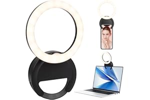 NAVESO Selfie Ring Light, Luce per Selfie ad Anello Ring Light Ricaricabile per Cellulare, Selfie Ring Light a Clip con 40 LED e 3 Modalità di Illuminazione per Live Stream,Trucco