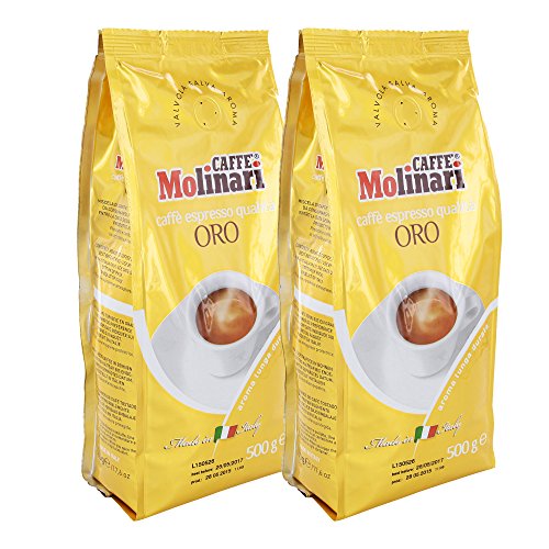 Caffè Molinari Espresso 'Qualità Oro', ganze Bohne, 2er Pack (2 x 500 g)