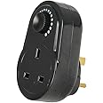 Netagon 13A Plug in Dimmer Adjustable Light Control Switch (Black)