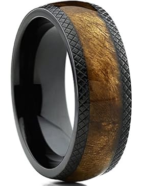 Ultimate Metals Co.® 8MM Herren Schwarz Titan Ehering mit Holzeinlage,Bequemlichkeit Passen