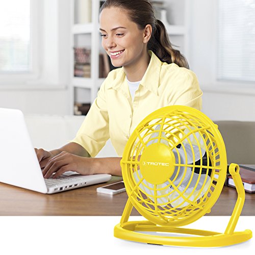 TROTEC TVE 1Y Mini USB Ventilator / Fan / Lüfter in Sunny Yellow, geräuscharm mit An/Aus-Schalter, 360° Neigungswinkel, ideal für Schreibtisch Laptop Notebook, oder unterwegs (gelb) - 5
