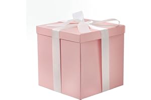 RUSPEPA Boîte-Cadeau D'Anniversaire Moyenne Avec Couvercles, Ruban Et Papier De Soie, Boîte-Cadeau Pliable - 1 Pièces, 23 X 23 X 23 cm, Rose