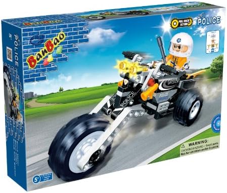 Number One Selling Rainy Day Fun Toys &amp; Games Age 5+ Banbao Construction Building Bricks Blocks 140 Piece Police Bike Chopper - Compatible With Leading Brands - Perfect Present Gift for Christmas Birthday or Easter - Girl Girls Boy Boys Children Kids Child
