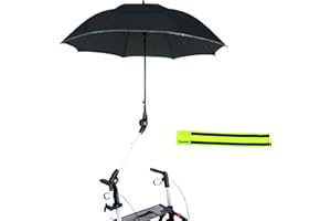 MPB Pieper Parapluie roulant universel avec support + housse de parasol 99 : qualité supérieure fabriqué en Allemagne pour pluie, soleil, vent, UV + Olanmarp bande avec bandes (noir avec bord