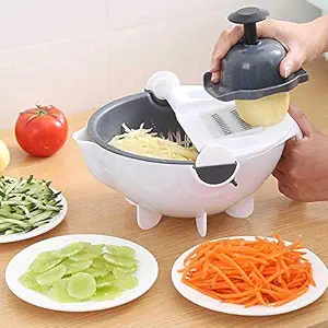 Unique-PHARMA 7 in 1 Vegetable Cutter with Drain Basket,Slicer Salad Machine Kitchen Tool Multifunctional Vegetable Mandoline Slicer.|