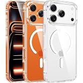 [SARARMAZ] iPhone 17 Pro Max ile uyumlu Crystal Clear Mika Manyetik Emici Şeffaf Kılıf (Şeffaf Magsafe Mika Sararmaz, iPhone 