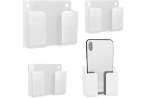 qhklew 4 Stück Selbstklebende Handy Wandhalterung, Wandhalterung Handy Ladegerät Halterung, Fernbedienung Halter, Fernbedienung Aufbewahrungsbox, für wasserdichte Dusche Bett Nachttisch, Weiß