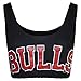Produktbild Damen Top Promi Inspiriertes Miley Cyrus Bulls T-Shirt Ärmelloses Bauchfreies Top - Schwarz - Abend Essen Party Freizeit Clubben, M/L (40/42)
