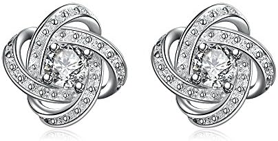 Qian Mu Heart Earings for Woman Silver Earrings Studs Cubic Zirconia Sets