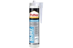 Pattex Sigillante Silicone Acetico Cristallino SL 507, Trasparente, Invisibile, per Applicazioni Vetro su Vetro, Resistente Raggi UV, Elevata Adesione, Trasparenza ed Elasticità, 300 ml