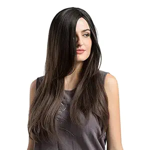 Sublime Natural Hair Extensions And Wigs Long Straight Full Head Wig Gradient Brown Heat Resistant for Wear/Party Cosplay Wig For Women And Girls