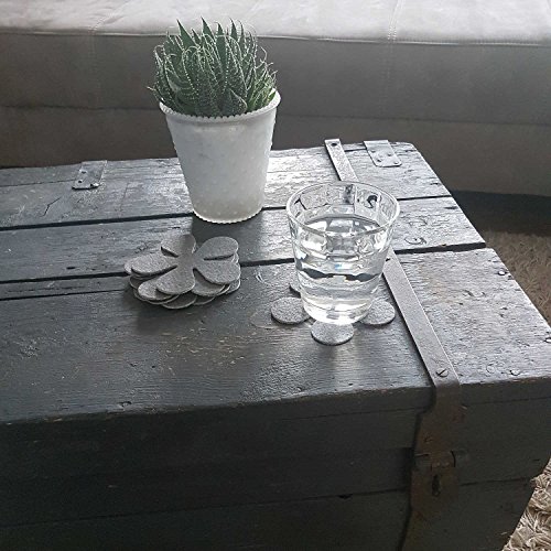 6er Set Glas-Untersetzer von MACOSA HOME Waschbare Filzuntersetzer mit Anti-Rutsch Rückseite in Blüten-Form. Hochwertige Getränkeuntersetzer in fröhlichen Farben. (Anthrazit) - 3