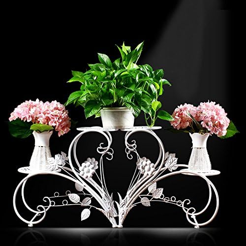 ShengMo 2 Tiered 2 Pots Iron Art FlowerPot Stands Planter Holder,Multilayer Telesthesia Design Floor Shelf,Indoor Outdoor Garden Patio Plant Bonsai Decorative Display Flower Rack