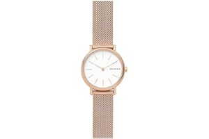 Skagen Signatur Lille Watch for Women, Rose Gold Tone Quartz Two Hand Movement with Stainless Steel or Leather Strap