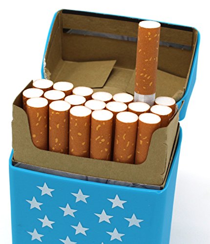 2x Zigarettenbox aus Silikon – Sterne dunkelblau und hellblau – Zigarettenhülle – Zigarettenetui – passend für eine Zigarettenschachtel in Standardgröße - 7