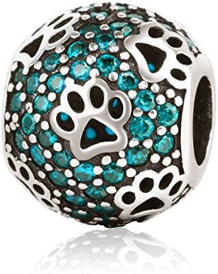 AMATOLOVE Cat Dog Paw Print Bone Animals 925 Sterling Silver Beads Charms Birthstones Fit Bracelets Necklace Christmas Jewellery