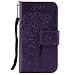 Produktbild Leder Hülle für iPhone 4,Brieftasche Hülle für iPhone 4S,iPhone 4 4S Hülle Flip Case Wallet,Fanryn Retro Elegant Butterfly Schmetterling Baum Katze Muster Prägung PU Leder Ledercase Schutzhülle Handy Lanyard Strap Flip Tasche Wallet Case Cover Schutzhülle Etui Tasche Handytasche Hülle Standfunktion mit Kartenfächer Silikon Rückseite Cover für Apple iPhone 4/4S - Lila