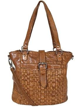 Bear Design Shopper Beuteltasche mit Schulterriemen CL32650 geflochtenes, gewaschenes Leder