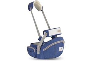 SONARIN Multifonctionnel Porte-bébé Siège de Hanche,Ergonomique Porte bébé Ventral Tabouret de Taille avec Ceinture de Sécurité & Bandoulière pour Nouveau-né Tout-Petit 0-24 Mois(Bleu)