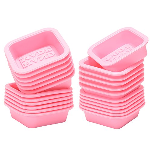 100% Hand Made wiederverwendbar Silikon Seife Form Quadrat Rund Oval Seifenform DIY Rosa Handgefertigt Seifen Formen Mikrowelle, Backofen, Kühlschrank und spülmaschinenfest, rose, 24