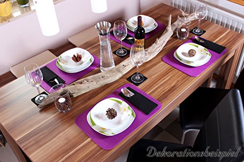 10er Set Glasuntersetzer aus Filz in graumeliert (und weitere Farben wählbar), Edel und elegant, 10cm quadratisch - 4