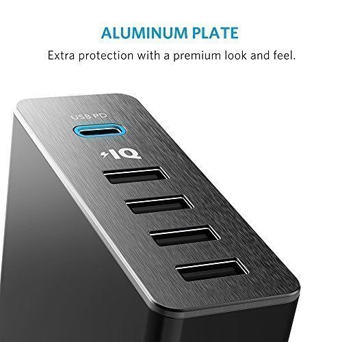 Anker PowerPort+ 5 Premium 5-Port 60W USB Type C Ladegerät USB-C mit Power Delivery für Apple MacBook, Nexus 5X / 6P und PowerIQ Technologie für iPhone 7 6 5, iPad, Samsung & Weitere - 6
