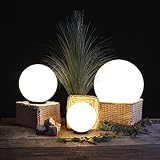 Kugelleuchten 3er SET, Gartenbeleuchtung 25 cm, 30 cm & 40 cm Ø, Außenleuchten, weiße Gartenlampen, Innen & Außen, Gartenkugeln für Energiesparlampen E27 & LED - 230 V & 23W, Kugellampen mit IP44 - 3