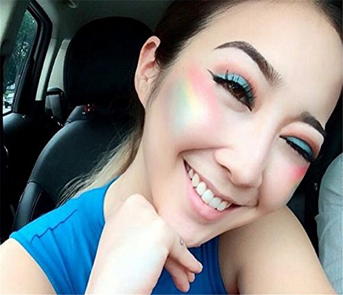 Regenbogen Kuchen Rainbow Highlighters Lidschatten Rouge Kontur Lidschatten Kosmetik Rouge, Makeup Regenbogen-Highlighter, Leuchtmarker-Palette, Makeup Palette Puder Regenbogen Kuchen, 6 Farben in 1 - 3