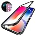 Produktbild Elewelt iPhone X Hülle,Magnetische Adsorption Handyhülle mit Eingebauter Magnet Funktion, Ultra Dünn Tempered Glass Back Cover Case für Apple iPhone X (Transparente Rückseite,Schwarze Bumper)