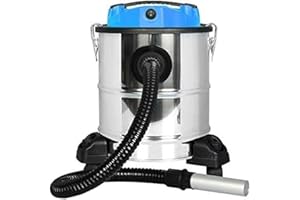 Aspirador de Cenizas Calientes - Potencia de 1200W - Depósito de Acero Inoxidable con Capacidad para 20 L - Soporta Temperaturas de Hasta 60 °C - Accesorios Incluidos - Bikain