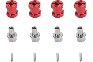 Culnflun RC Wheel Hex Spacers Metal Locking Lug Nut 4PCS 12mm Dia 15mm Length Hex Hub Extension Multi-functional Stability RC Cars (Red)