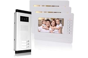 KADONGLI KDL 7" Wired Video Doorbell Door Phone System 3 Monitors with 1 Outdoor Camera with There Call Buttons, IR Night Vision, 700TVL, Two-Way Audio for Multi- Apartments/Families